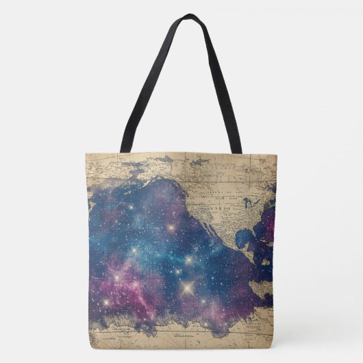 ヴィンテージ紫色の天空の世界地図(6) トートバッグ (正面)