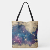 ヴィンテージ紫色の天空の世界地図(6) トートバッグ (裏面)