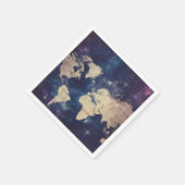 ヴィンテージ紫色の天空の世界地図(7) スタンダードカクテルナプキン (角)