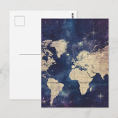 ヴィンテージ紫色の天空の世界地図(7) ポストカード (正面/裏面)