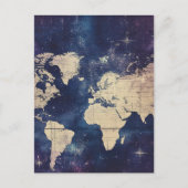 ヴィンテージ紫色の天空の世界地図(7) ポストカード (正面)