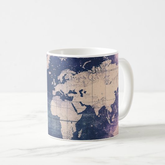 ヴィンテージ紫色の天空の世界地図(8) コーヒーマグカップ (正面右)