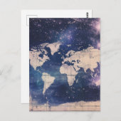 ヴィンテージ紫色の天空の世界地図(8) ポストカード (正面/裏面)