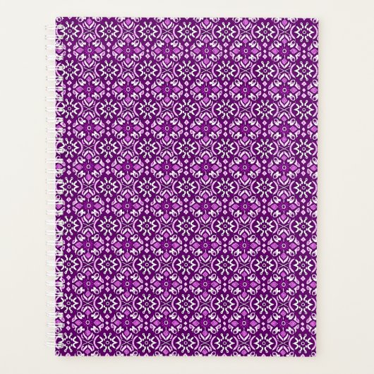 ヴィンテージ紫色の幾何学模様 プランナー手帳 (正面)