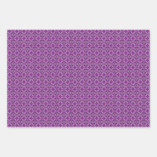 ヴィンテージ紫色の幾何学模様 ラッピングペーパーシート (正面2)