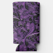 ヴィンテージ紫色の彫刻革 スリム缶クーラー (裏面)