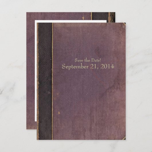 ヴィンテージ紫色の本の日付を保存 案内ポストカード (正面/裏面)