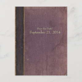 ヴィンテージ紫色の本の日付を保存 案内ポストカード