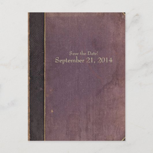 ヴィンテージ紫色の本の日付を保存 案内ポストカード (正面)