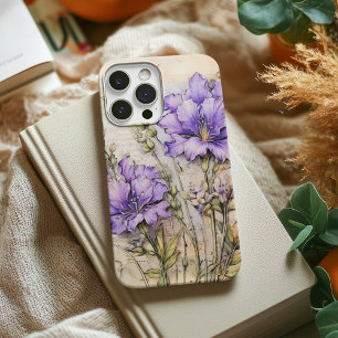 ヴィンテージ紫色の水色フローラ電話ケース Case-Mate iPhone 14 PRO MAXケース