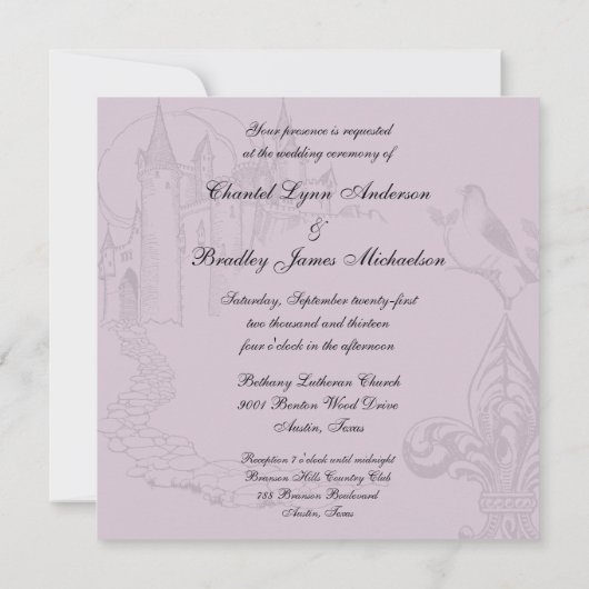 ヴィンテージ紫色の無条件愛結婚式の招待 招待状 (裏面)