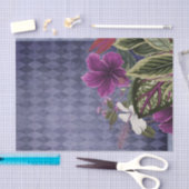 ヴィンテージ紫色の熱帯フローラ 薄葉紙 (クラフト)