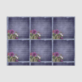 ヴィンテージ紫色の熱帯フローラ 薄葉紙