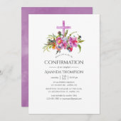 ヴィンテージ紫色の牡丹の確認 招待状 (正面/裏面)
