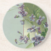 ヴィンテージ紫色の花が咲くイースター卵 コースター (正面)