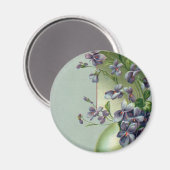 ヴィンテージ紫色の花が咲くイースター卵 マグネット (正面/裏面)