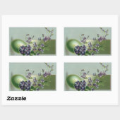 ヴィンテージ紫色の花が咲くイースター卵 長方形シール (シート)