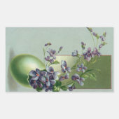 ヴィンテージ紫色の花が咲くイースター卵 長方形シール (正面)