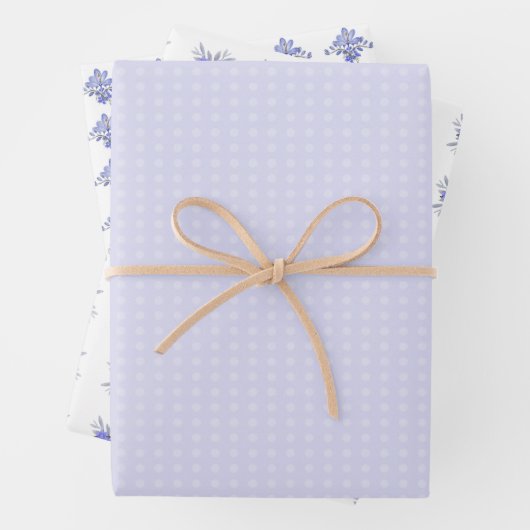 ヴィンテージ紫色の花のフローラ水玉模様パターン ラッピングペーパーシート (インサイチュ)