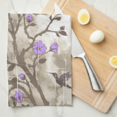 ヴィンテージ紫色の花グランジカスタム果 キッチンタオル (四つ折り)