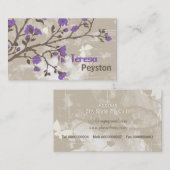 ヴィンテージ紫色の花フローラグランジタウペ 名刺 (正面/裏面)