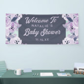 ヴィンテージ紫色の花ベビーガールシャワーウェルカム 横断幕 (トレードショー)