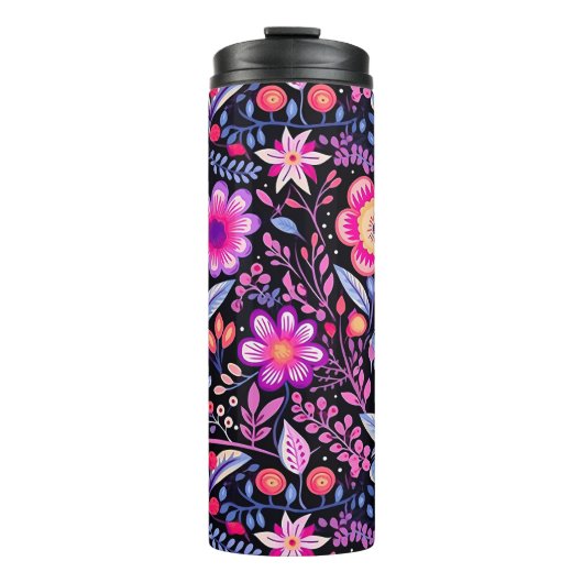 ヴィンテージ紫色の花ボタニカルシャビシック タンブラー (正面)