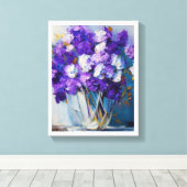 ヴィンテージ紫色の花瓶 キャンバスプリント (インサイチュ (ウッドフロア))