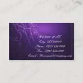 ヴィンテージ紫色の蝶が渦巻くファッション 名刺 (裏面)