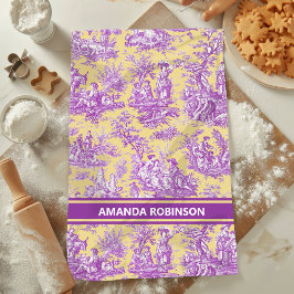 ヴィンテージ紫色の黄色いトイルドジュエリー印刷 キッチンタオル