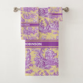 ヴィンテージ紫色の黄色いトイルドジュエリー印刷 バスタオルセット (インサイチュ)