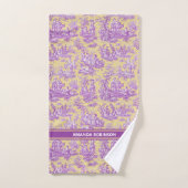 ヴィンテージ紫色の黄色いトイルドジュエリー印刷 バスタオルセット (ハンドタオル)