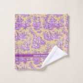 ヴィンテージ紫色の黄色いトイルドジュエリー印刷 バスタオルセット (ウォッシュタオル)