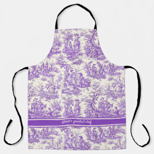 ヴィンテージ紫色のtoile de jouy printed エプロン