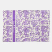 ヴィンテージ紫色のtoile de jouy printed キッチンタオル (横)