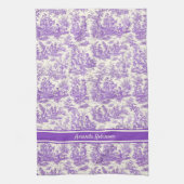 ヴィンテージ紫色のtoile de jouy printed キッチンタオル (縦)
