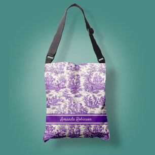 ヴィンテージ紫色のtoile de jouy printed クロスボディバッグ