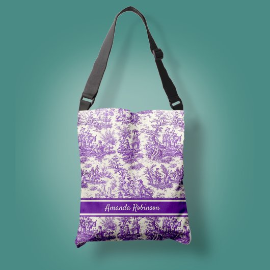 ヴィンテージ紫色のtoile de jouy printed クロスボディバッグ