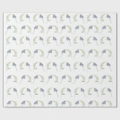 ヴィンテージ紫色イエローフラワーフローラ葉ボホー ラッピングペーパー (フラット)