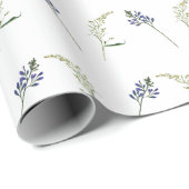 ヴィンテージ紫色イエローフラワーフローラ葉ボホー ラッピングペーパー (ロールコーナー)