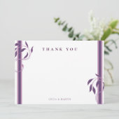 ヴィンテージ紫華美ペイズリー空白のフローラ サンキューカード (スタンド正面)