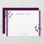 ヴィンテージ紫華美ペイズリー空白のフローラ サンキューカード (正面/裏面)