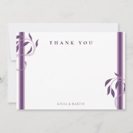 ヴィンテージ紫華美ペイズリー空白のフローラ サンキューカード