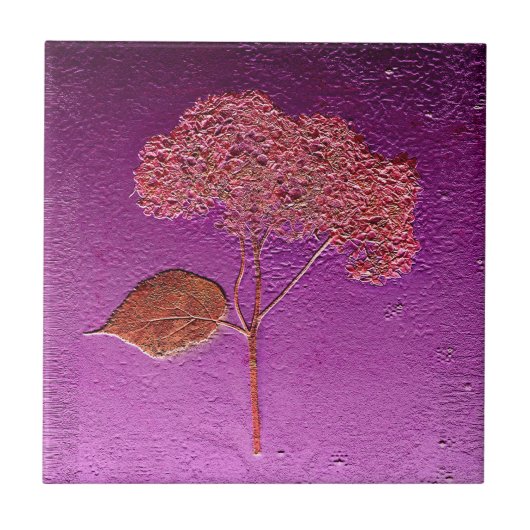 ヴィンテージ紫金ゴールド金属アジサフローラ タイル (正面)