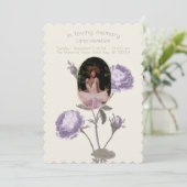 ヴィンテージ紫/緑フローラ写真葬儀プログラム 招待状 (スタンド正面)