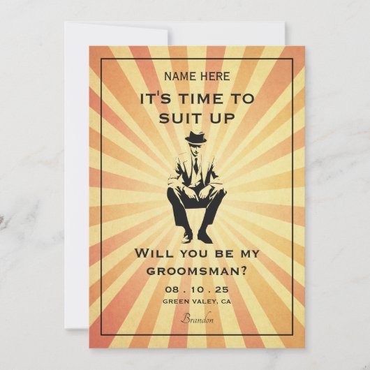 ヴィンテージ紳士のスーツの行商人 招待状 (正面)