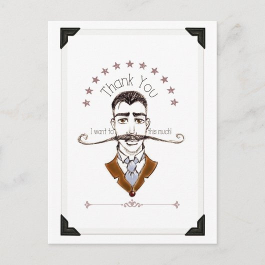 ヴィンテージ紳士の口ひげ感謝のポストカード ポストカード (正面)