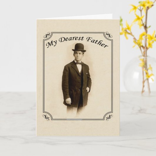 ヴィンテージ紳士の父の日札 カード (黄色い花)