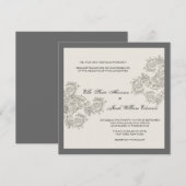 ヴィンテージ結刺激を受けた婚の招待//木炭 招待状 (正面/裏面)