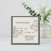 ヴィンテージ結刺激を受けた婚の招待//木炭 招待状 (スタンド正面)